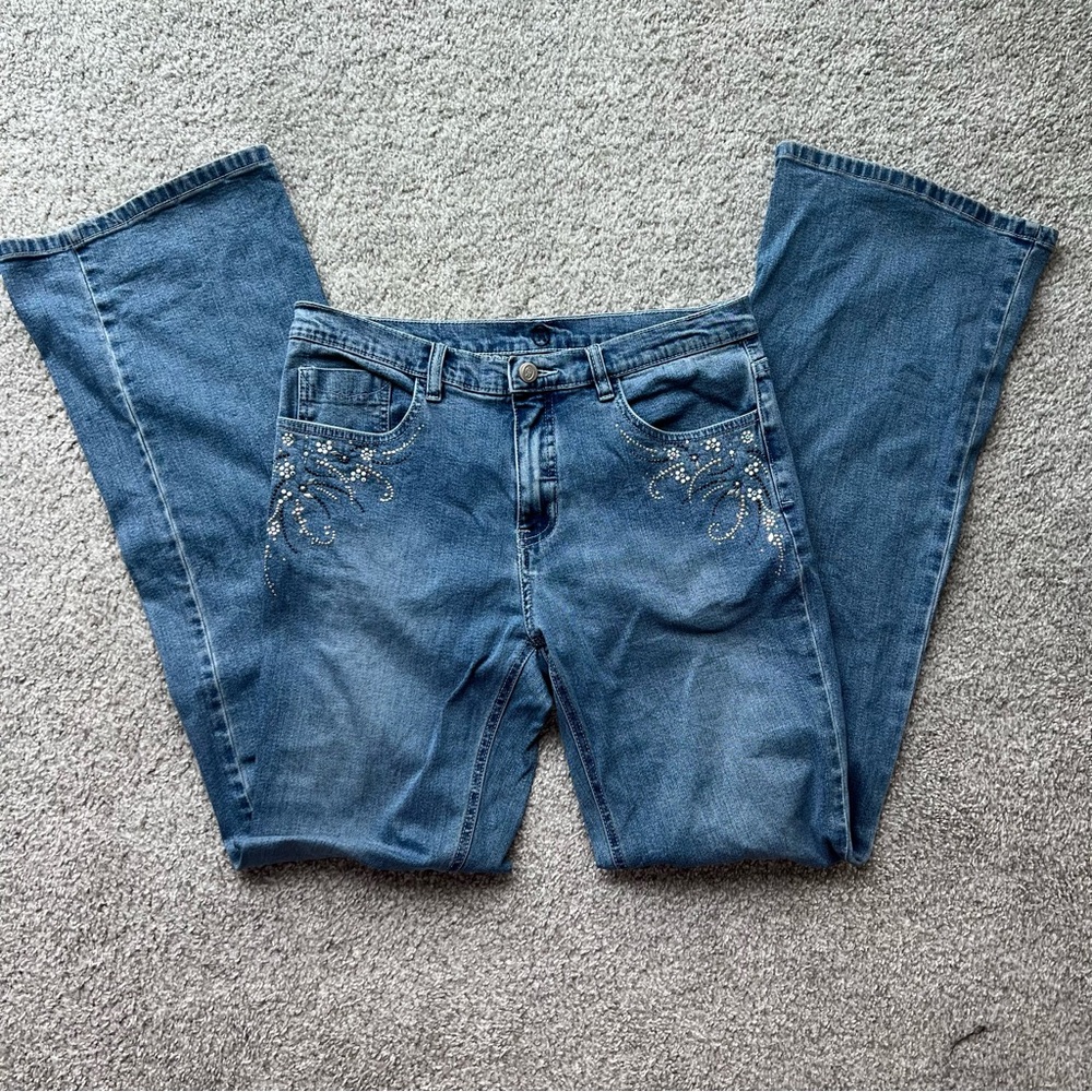 bedazzled flare jeans